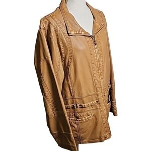 Big Chill Women's Brown Faux Leather Jacket Camel Color with Buckel Accents 1X